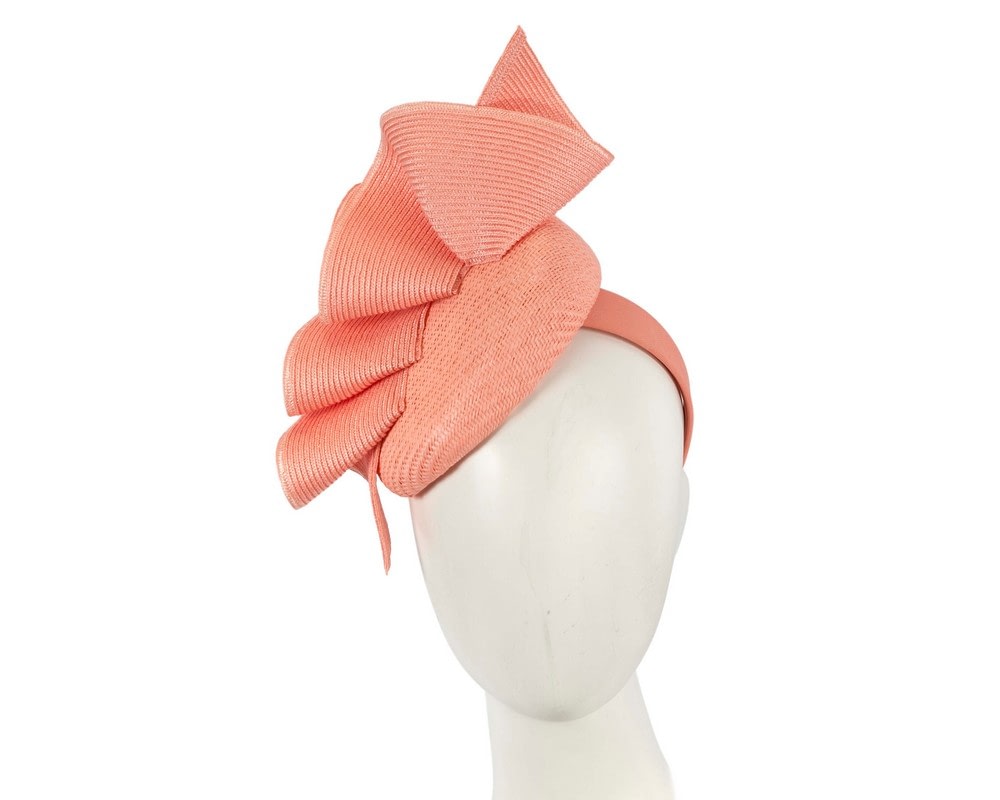 Fascinators Online - Coral racing pillbox fascinator by Fillies Collection
