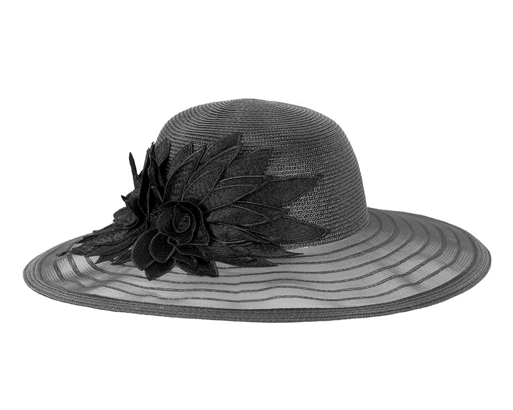 Fascinators Online - Black racing hat by Cupids Millinery Melbourne