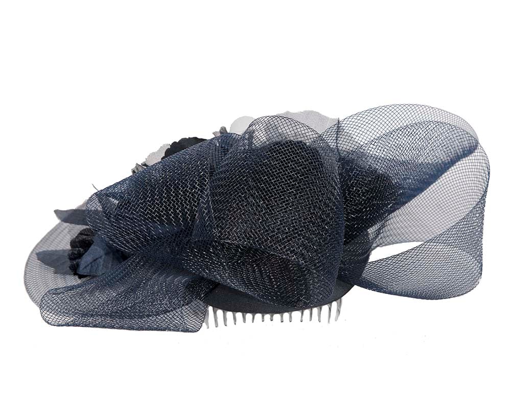 Dark navy cocktail hat by Cupids Millinery - Image 6