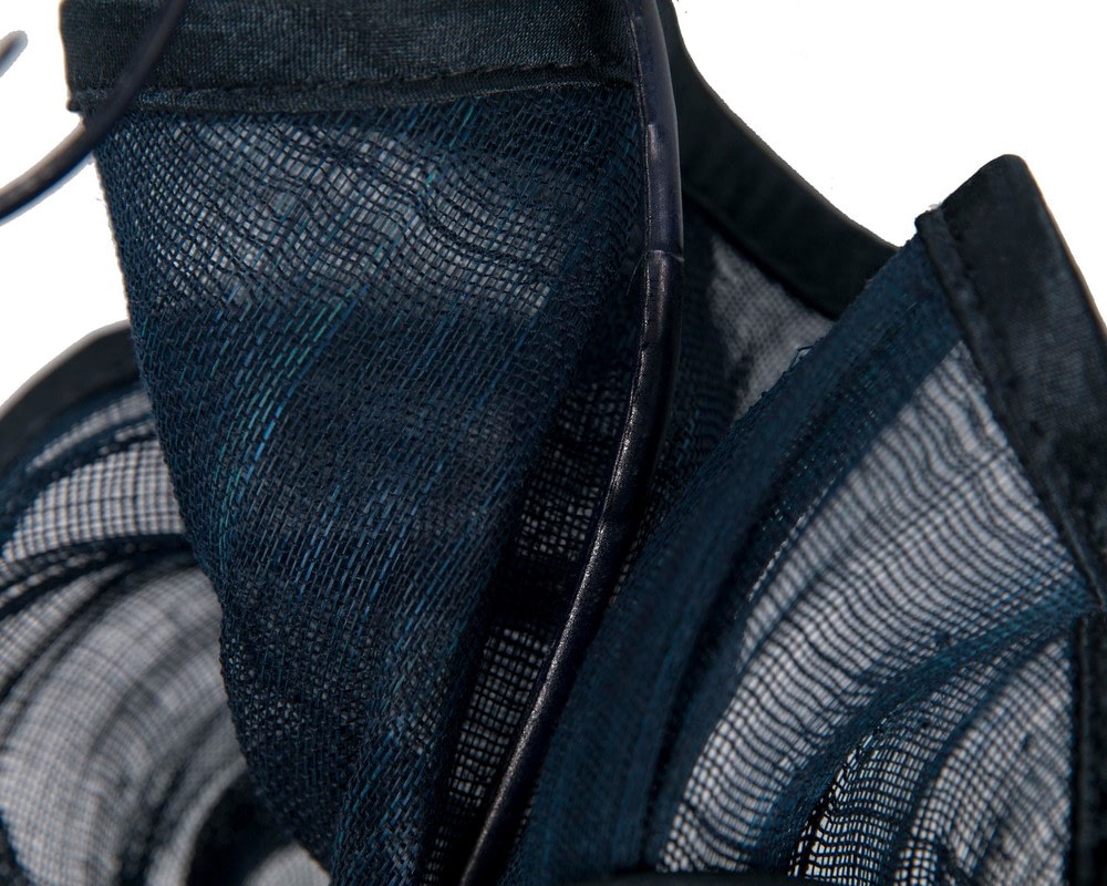 Twisted navy racing fascinator by Fillies Collection - Image 3