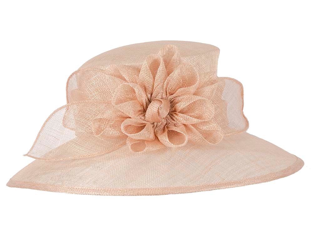 Wide brim nude sinamay fashion hat by Max Alexander - Fascinators Online Wide brim nude sinamay fashion hat by Max Alexander - Image 4