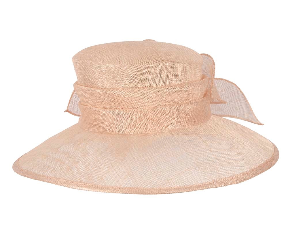 Wide brim nude sinamay fashion hat by Max Alexander - Fascinators Online Wide brim nude sinamay fashion hat by Max Alexander - Image 3