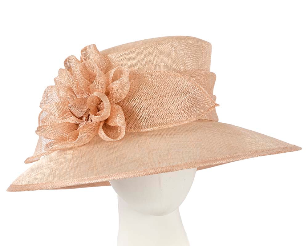 Fascinators Online - Wide brim nude sinamay fashion hat by Max Alexander