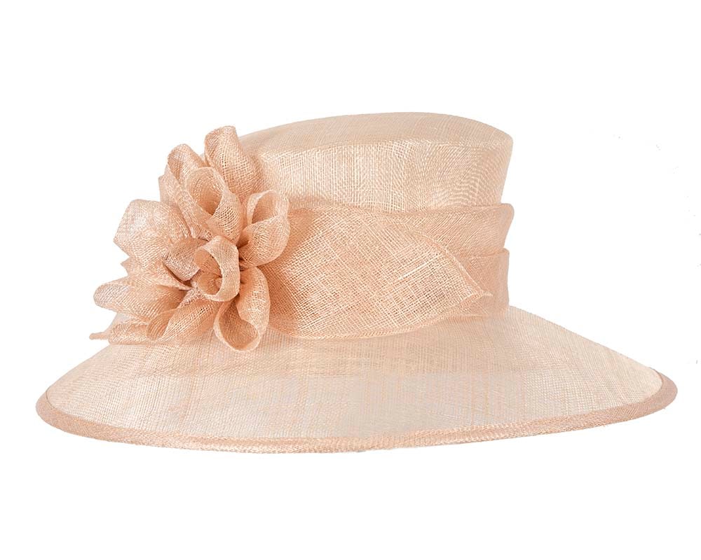 Fascinators Online - Wide brim nude sinamay fashion hat by Max Alexander
