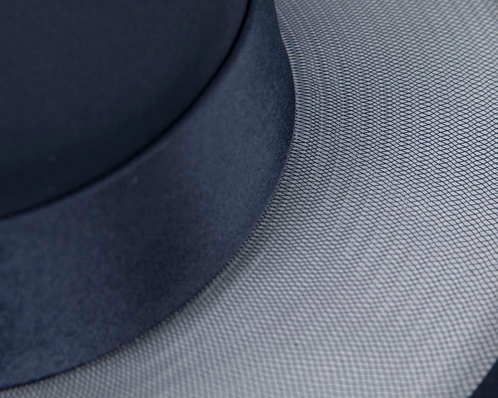Navy boater hat by Cupids Millinery Melbourne - Fascinators Online Navy boater hat by Cupids Millinery Melbourne - Image 4