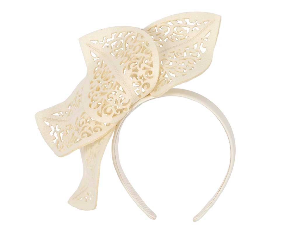 Fascinators Online - Cream laser-cut racing fascinator