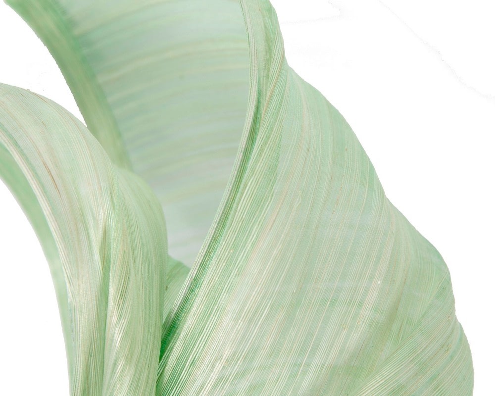 Mint green twists of silk abaca fascinator by Fillies Collection - Image 3