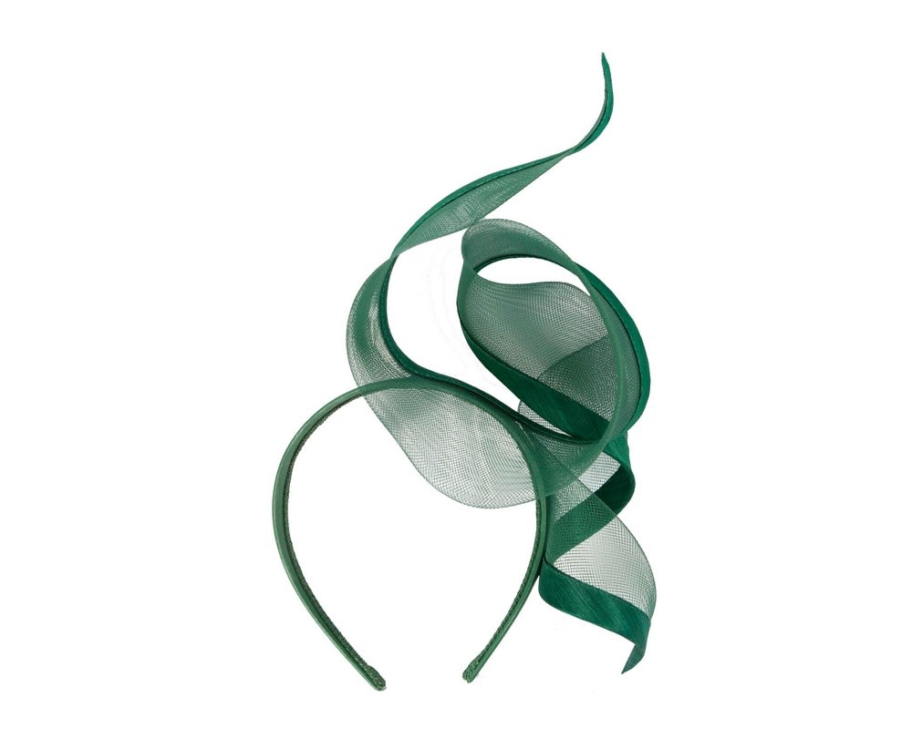 Twisted dark green racing fascinator by Fillies Collection - Image 4