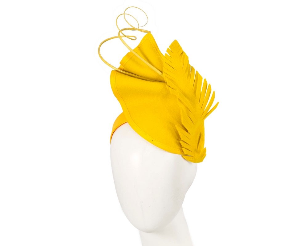 Fascinators Online - Bespoke yellow winter racing fascinator by Fillies Collection