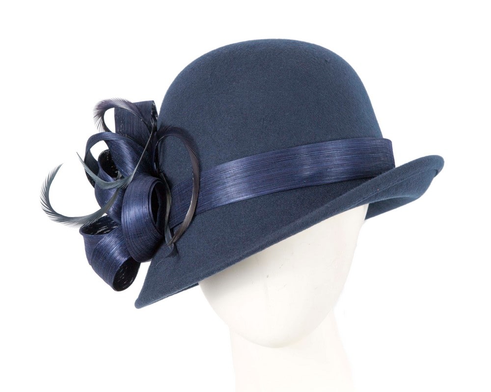 Fascinators Online - Navy winter fashion hat by Fillies Collection