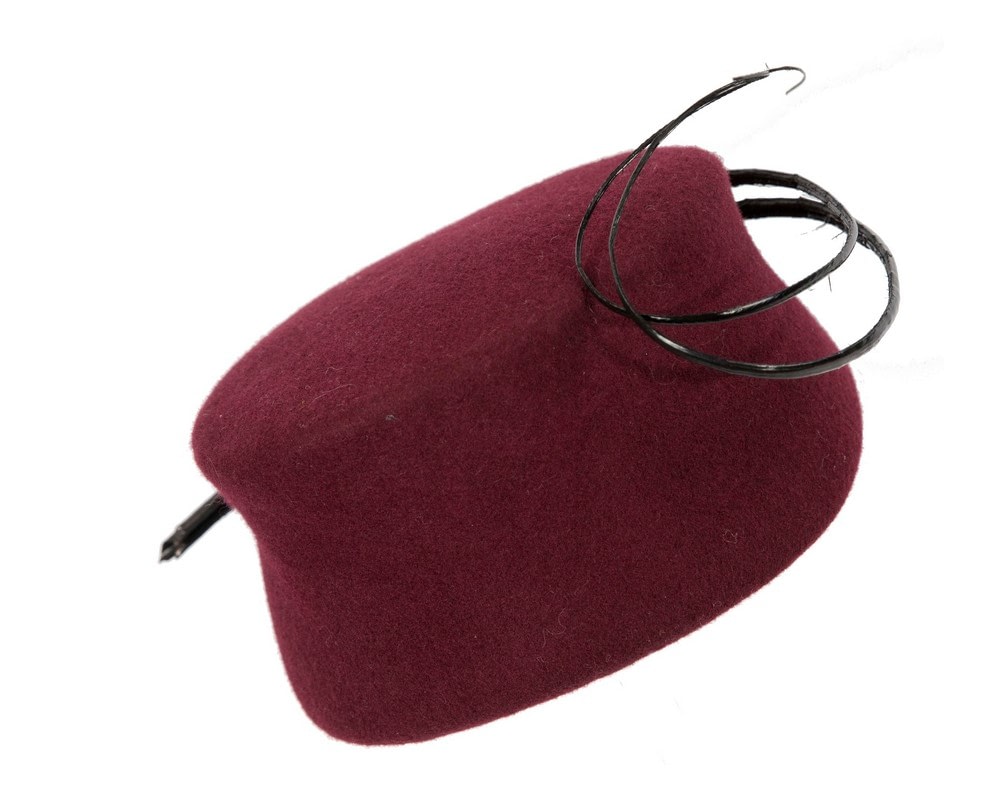Burgundy winter racing fascinator by Fillies Collection - Image 5