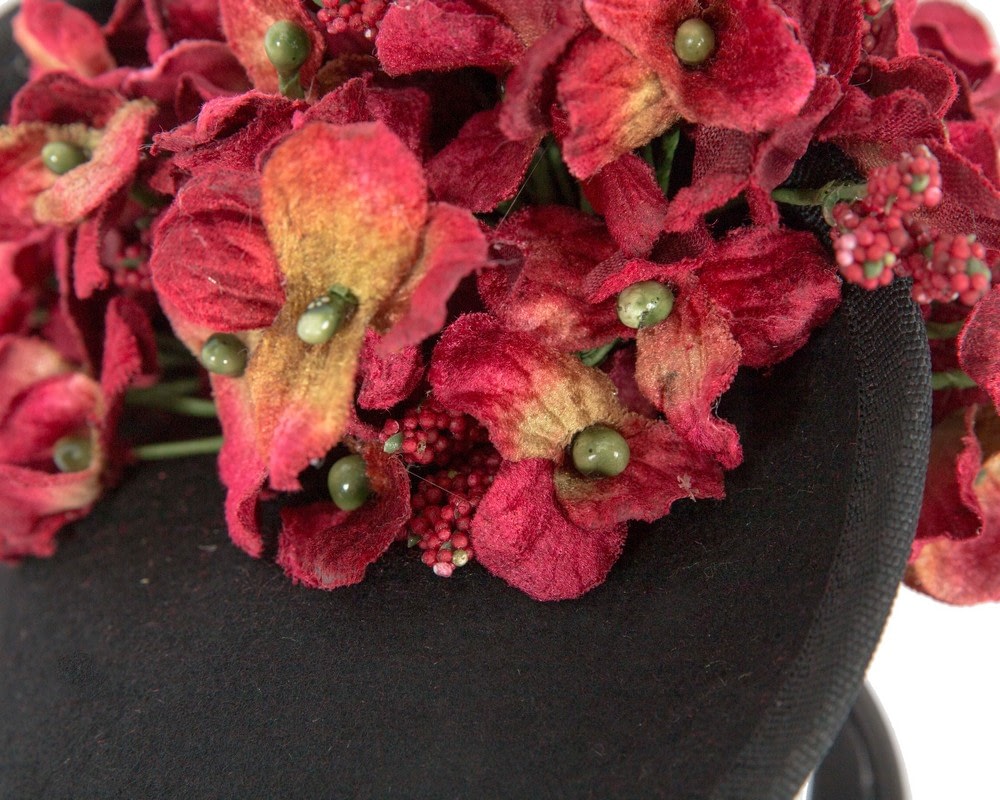 Black & red winter felt fascinator by Fillies Collection - Fascinators Online Black & red winter felt fascinator by Fillies Collection - Image 3
