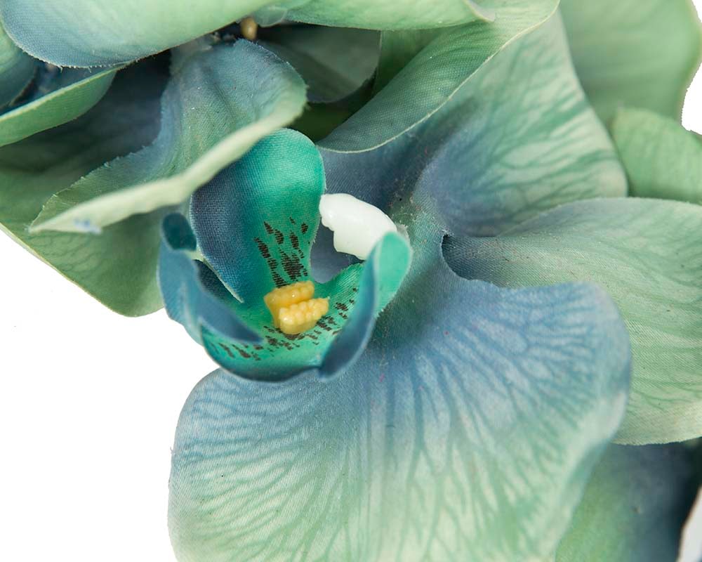 Realistic aqua orchid flower headband by Fillies Collection - Image 3