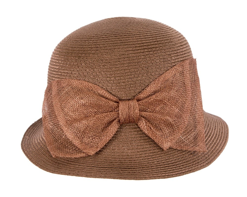 Brown cloche hat with bow by Max Alexander - Fascinators Online Brown cloche hat with bow by Max Alexander - Image 4