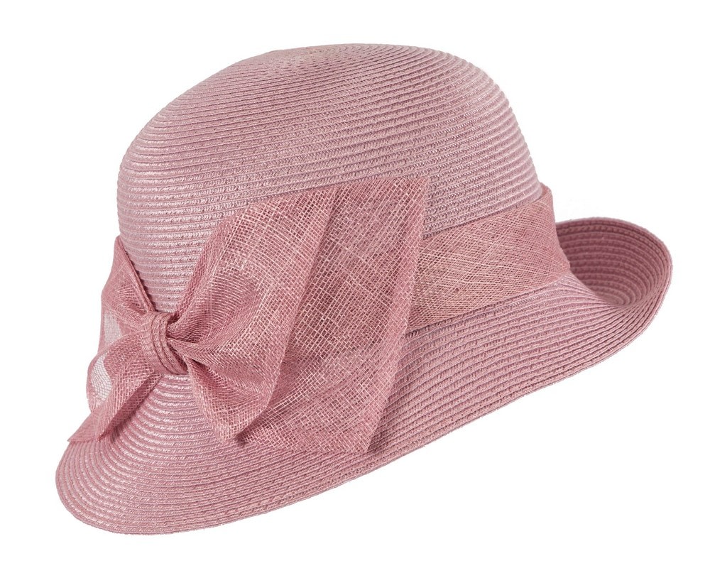 Fascinators Online - Dusty pink cloche hat with bow by Max Alexander