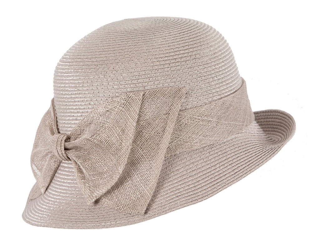 Fascinators Online - Silver cloche hat with bow by Max Alexander