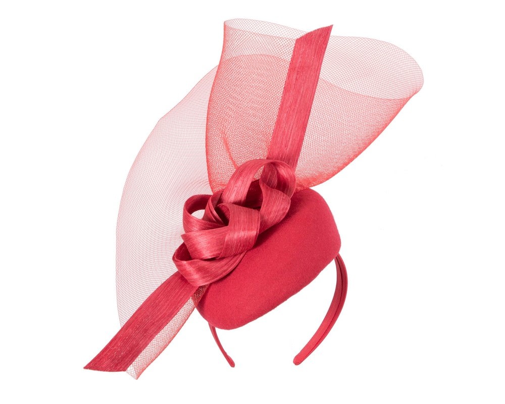 Fascinators Online - Bespoke red winter racing fascinator by Fillies Collection