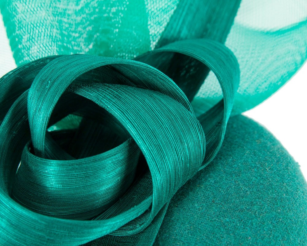 Bespoke teal winter racing fascinator by Fillies Collection - Image 5