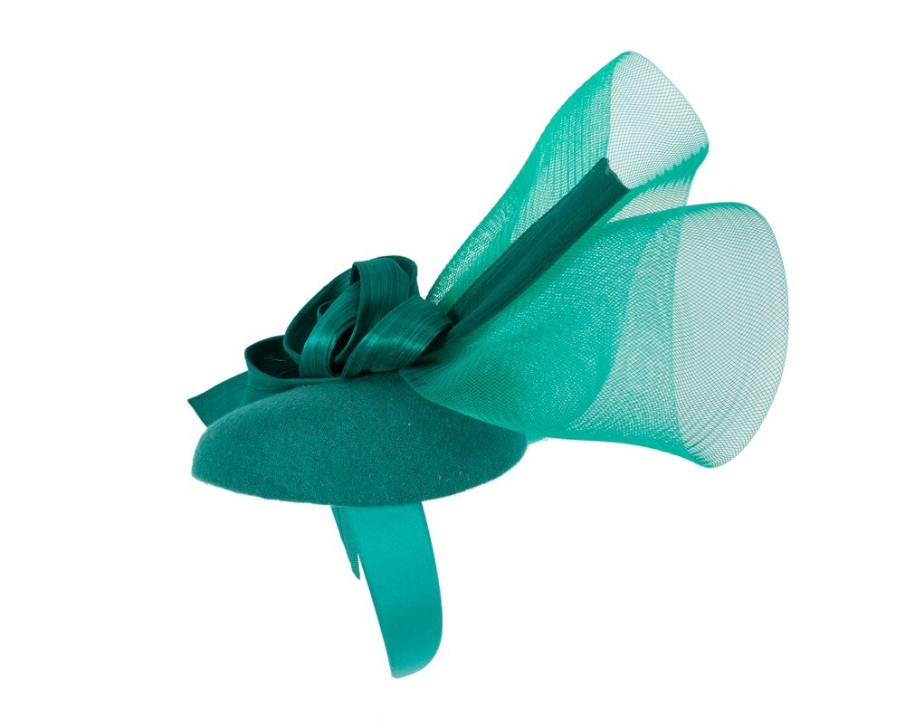Bespoke teal winter racing fascinator by Fillies Collection - Image 3