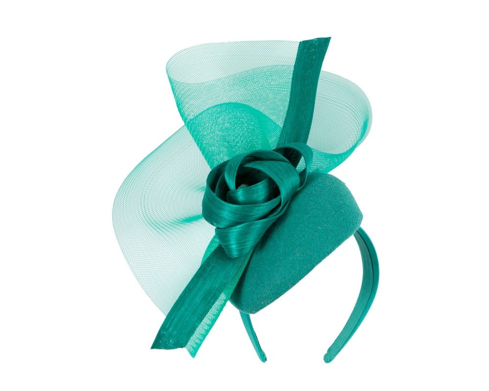 Fascinators Online - Bespoke teal winter racing fascinator by Fillies Collection