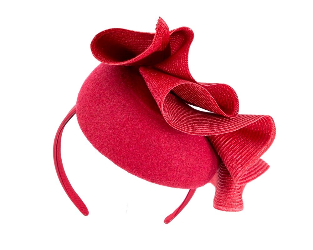Red winter racing pillbox fascinator by Fillies Collection - Image 6