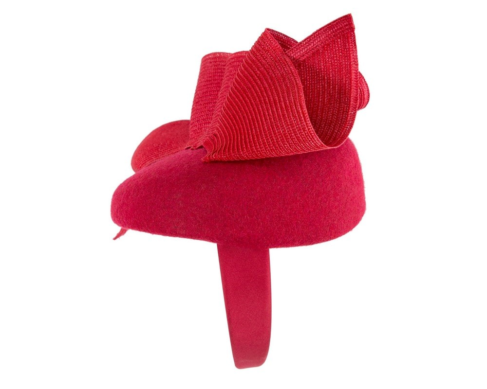 Red winter racing pillbox fascinator by Fillies Collection - Image 3