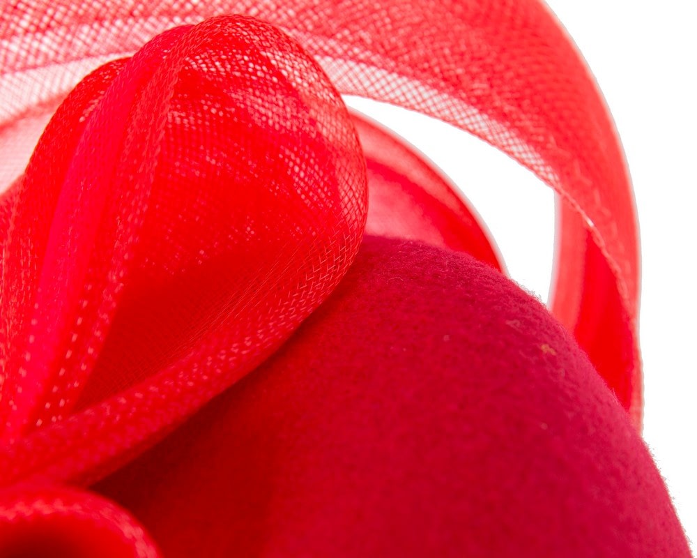 Large red winter racing fascinator by Fillies Collection - Image 5