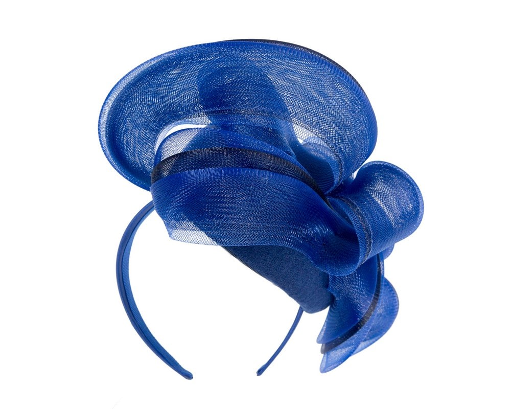 Large royal blue winter racing fascinator by Fillies Collection - Image 6