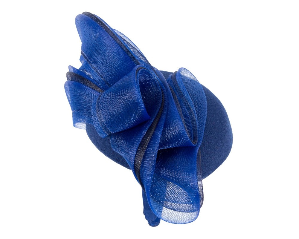 Large royal blue winter racing fascinator by Fillies Collection - Image 4