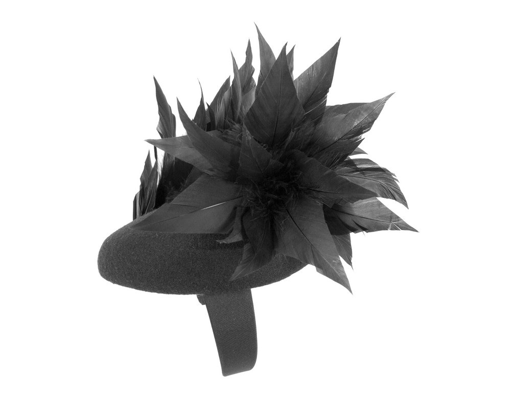 Black winter feather fascinator by Fillies Collection - Fascinators Online Black winter feather fascinator by Fillies Collection - Image 3