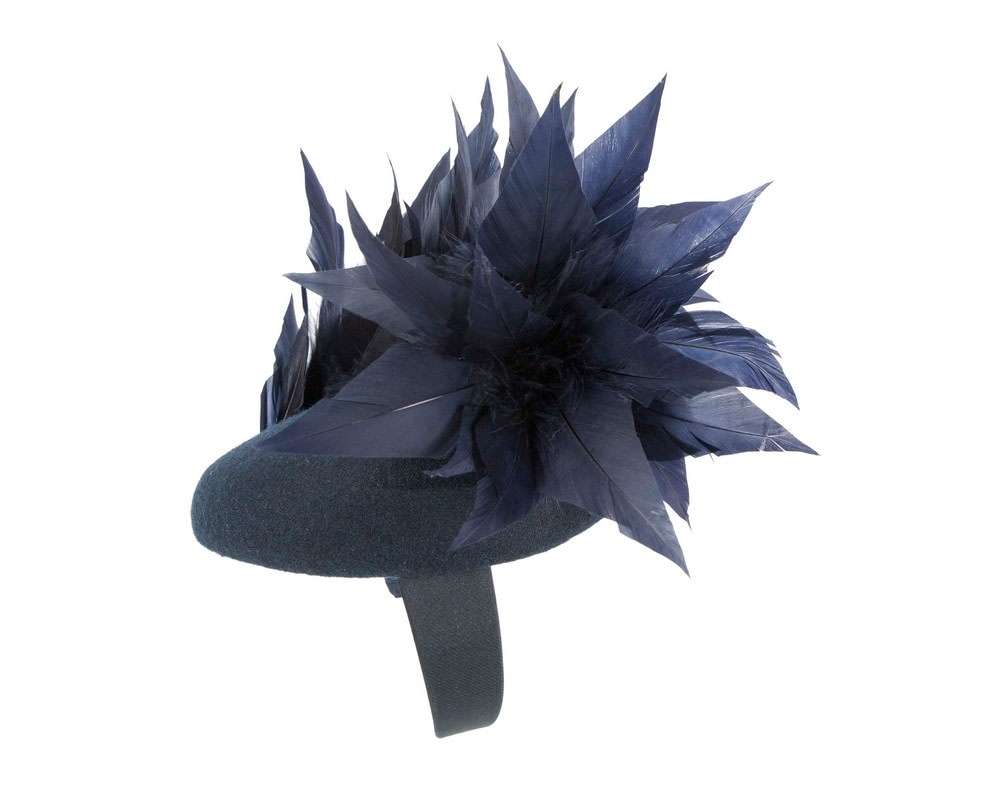 Navy winter feather fascinator by Fillies Collection - Fascinators Online Navy winter feather fascinator by Fillies Collection - Image 3