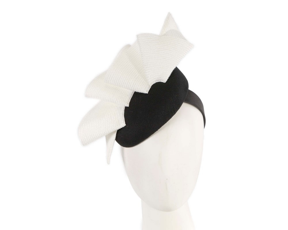 Fascinators Online - Black & white winter racing pillbox fascinator by Fillies Collection
