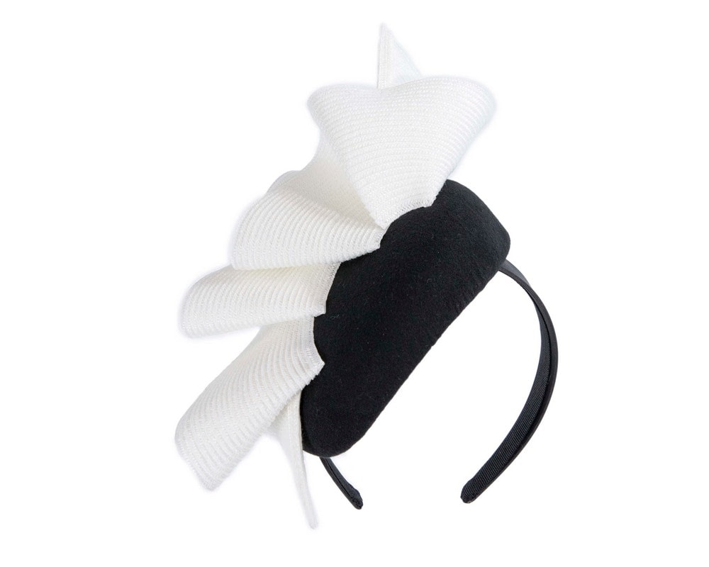 Fascinators Online - Black & white winter racing pillbox fascinator by Fillies Collection