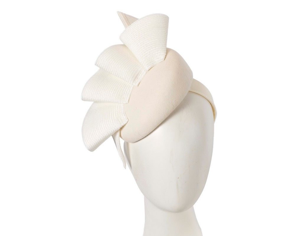 Fascinators Online - Cream winter racing pillbox fascinator by Fillies Collection