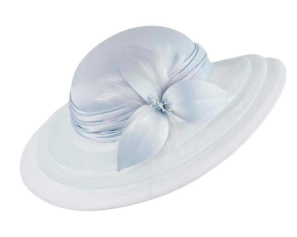 Fascinators Online - Light blue custom made mother of the bride hat