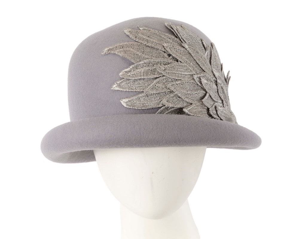 Fascinators Online - Grey winter cloche hat by Max Alexander