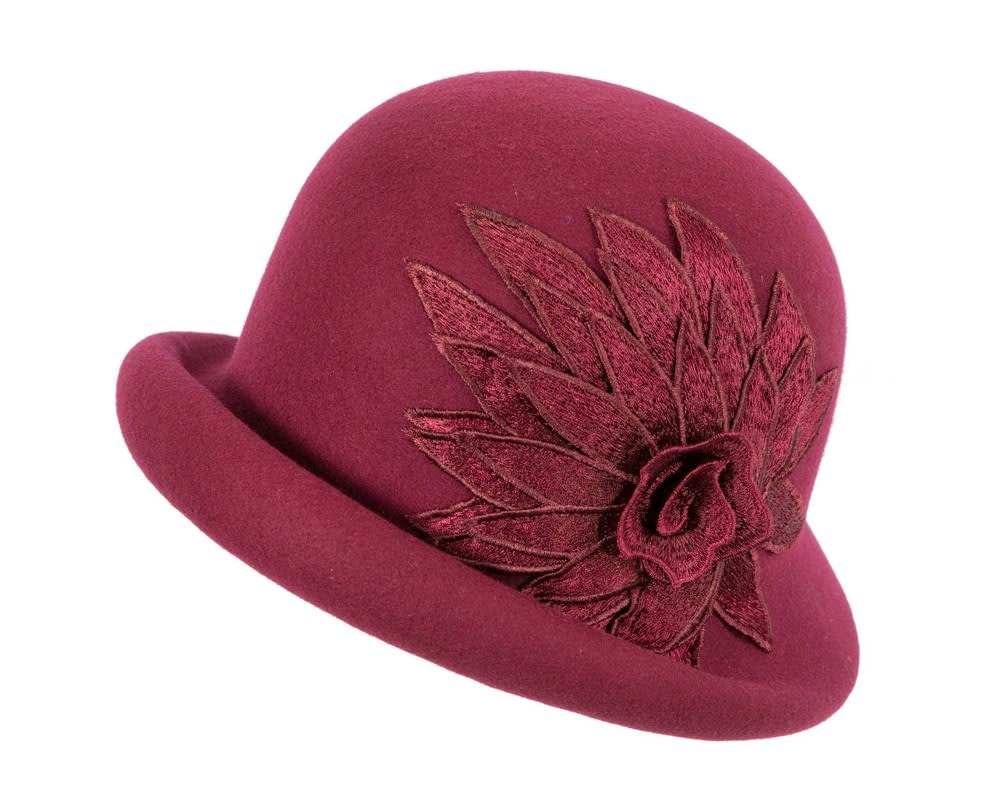 Fascinators Online - Burgundy winter cloche hat by Max Alexander