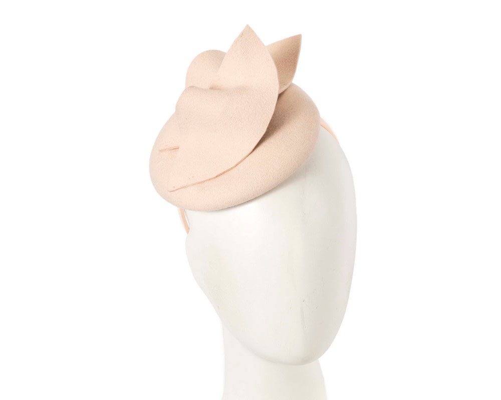 Fascinators Online - Nude felt winter pillbox fascinator by Max Alexander
