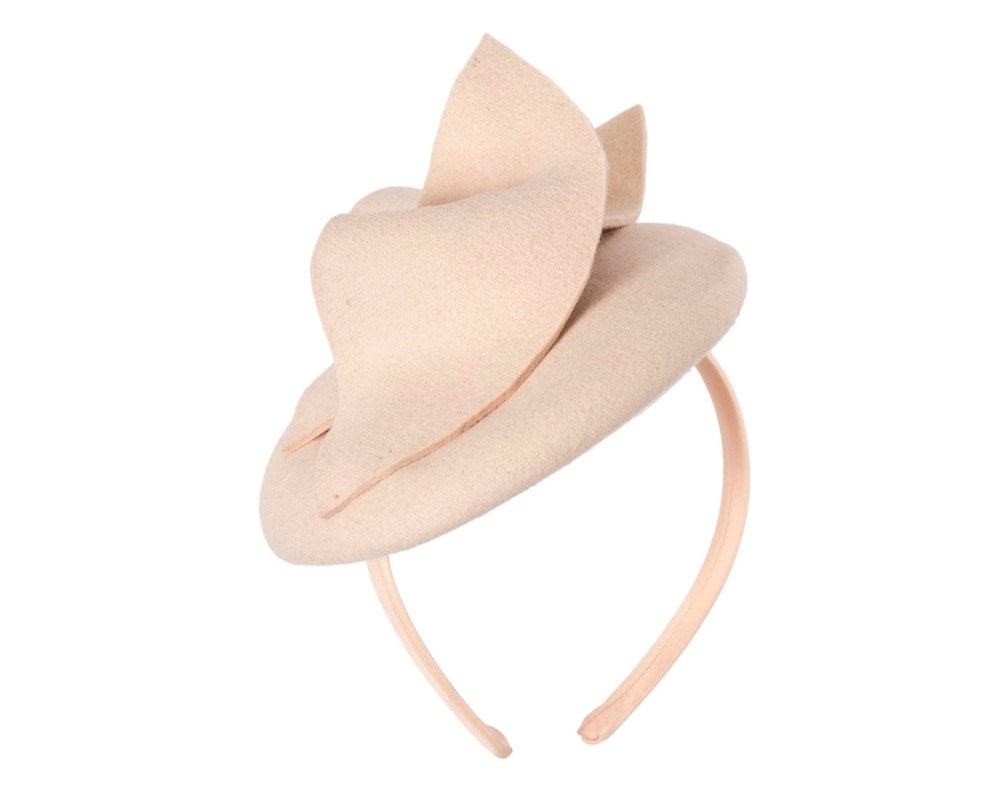 Fascinators Online - Nude felt winter pillbox fascinator by Max Alexander