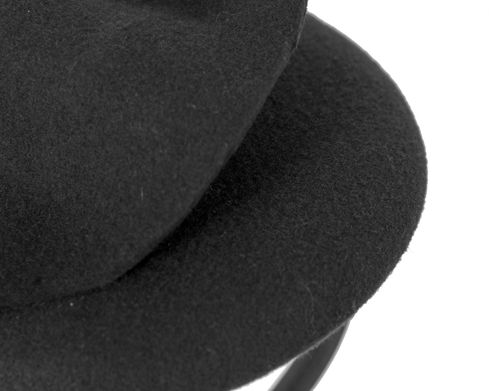 Black felt winter pillbox fascinator by Max Alexander - Fascinators Online Black felt winter pillbox fascinator by Max Alexander - Image 5