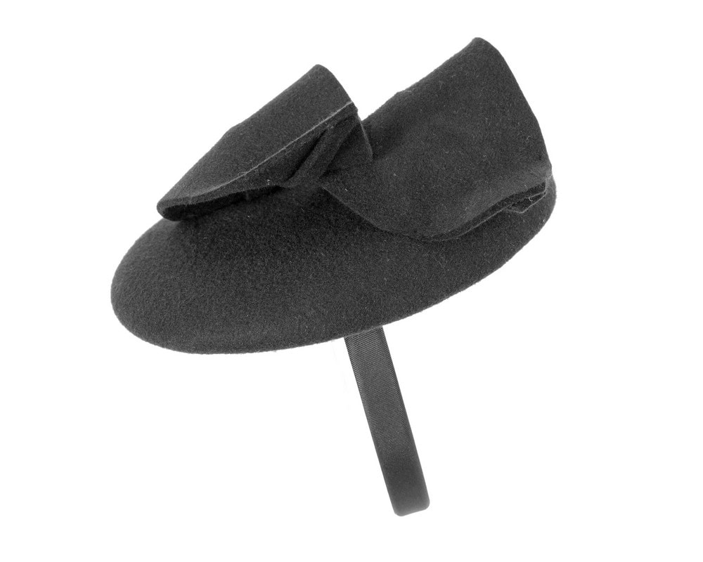 Black felt winter pillbox fascinator by Max Alexander - Fascinators Online Black felt winter pillbox fascinator by Max Alexander - Image 3