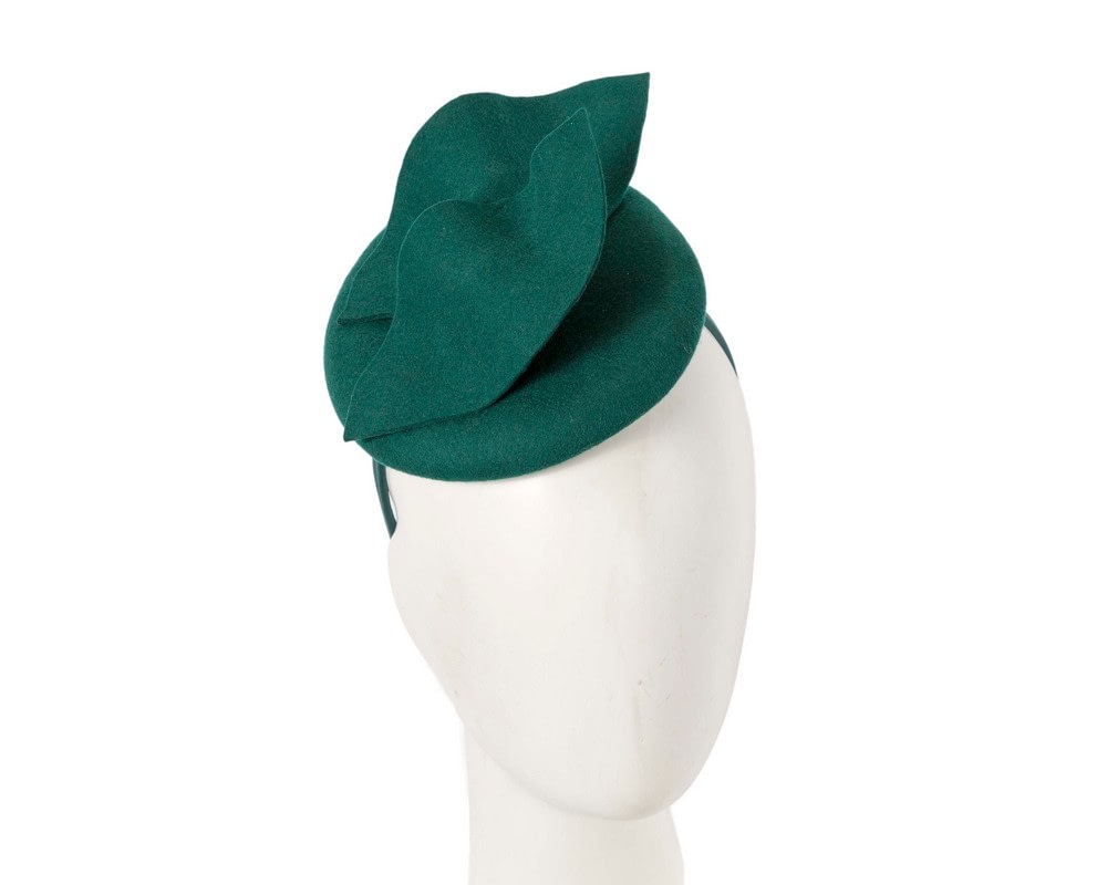 Fascinators Online - Green felt winter pillbox fascinator by Max Alexander