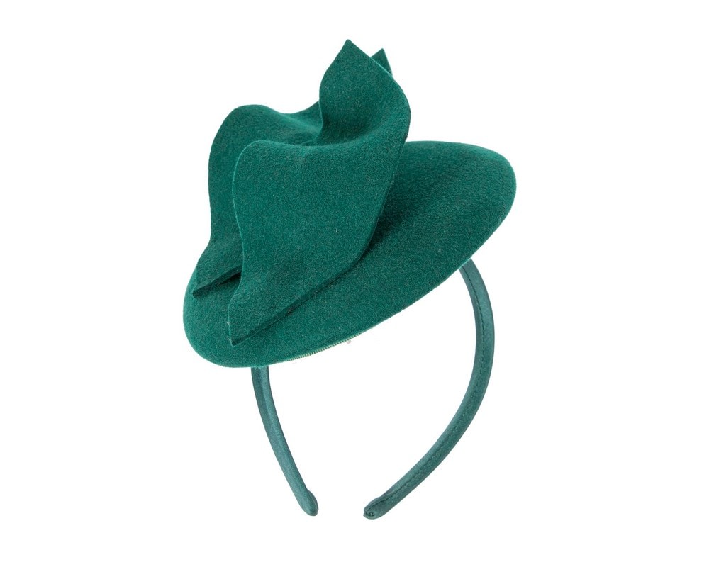 Fascinators Online - Green felt winter pillbox fascinator by Max Alexander