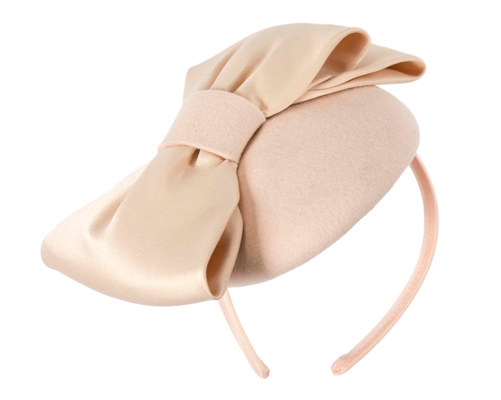 Fascinators Online - Large nude bow winter racing fascinator by Max Alexander