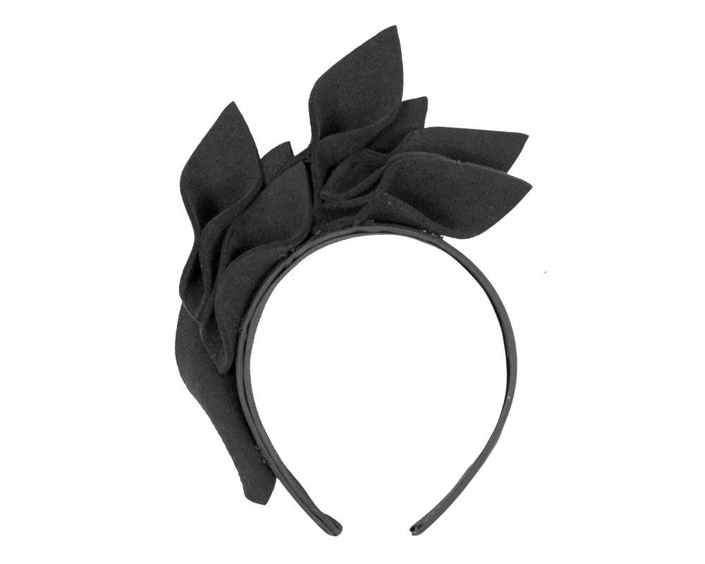 Fascinators Online - Black felt winter flower fascinator by Max Alexander
