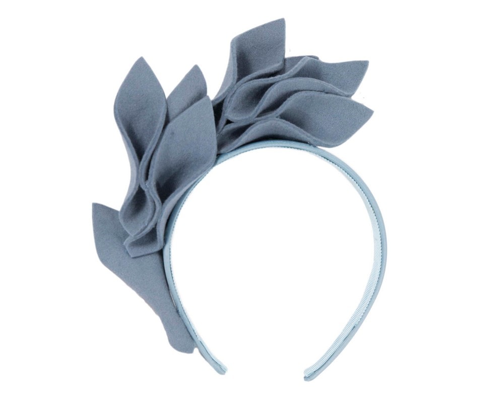 Fascinators Online - Light blue felt winter flower fascinator by Max Alexander