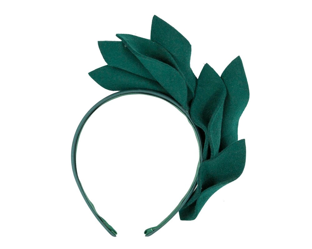 Green felt winter flower fascinator by Max Alexander - Image 4
