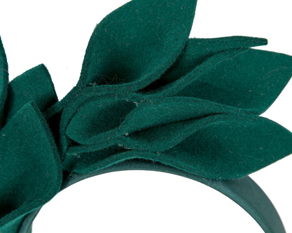 Green felt winter flower fascinator by Max Alexander - Image 3