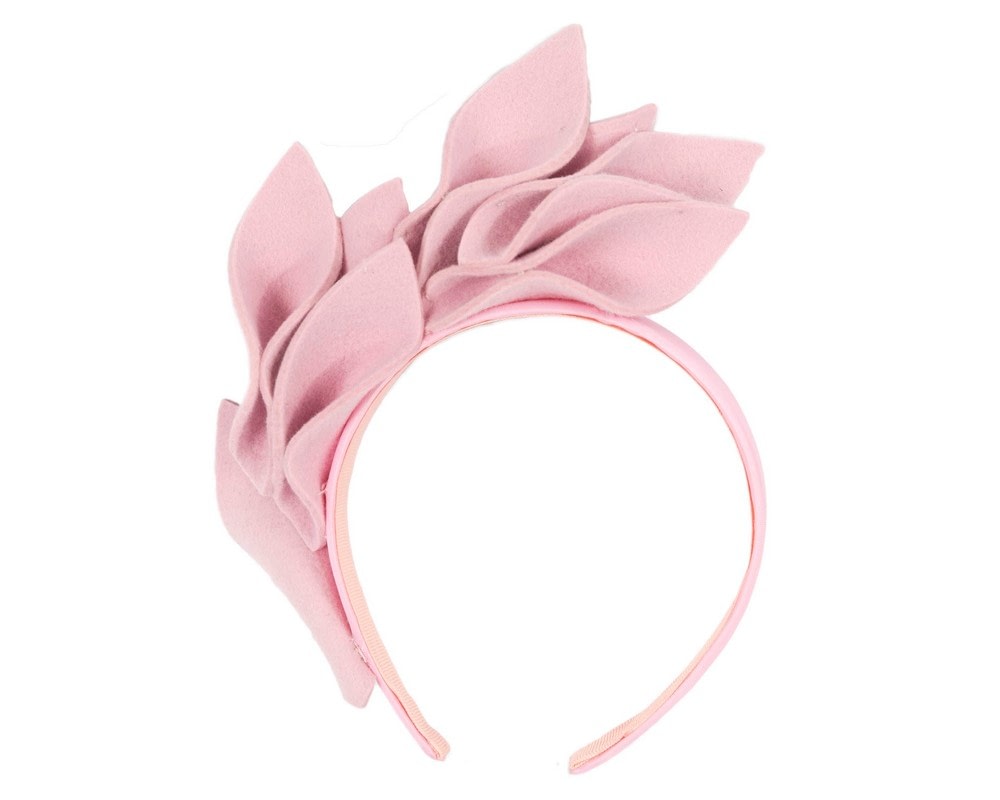 Fascinators Online - Pink felt winter flower fascinator by Max Alexander