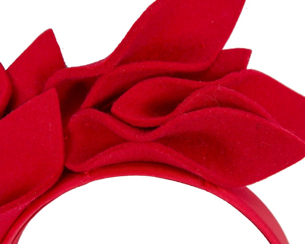 Red felt winter flower fascinator by Max Alexander - Image 3